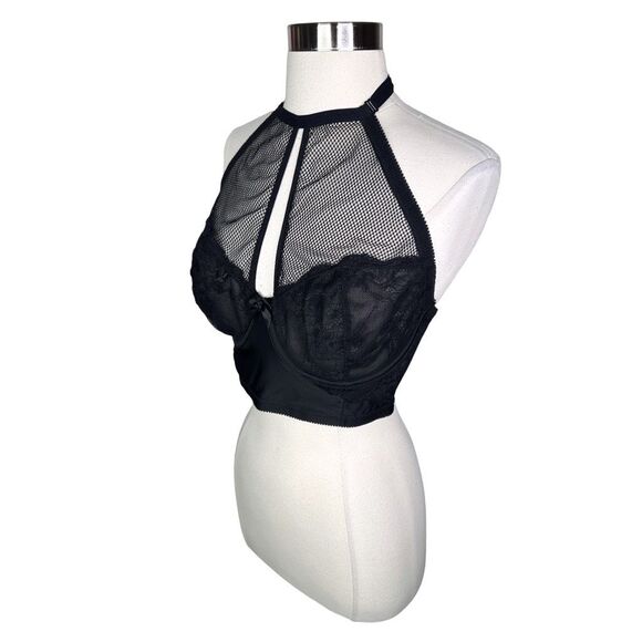 Torrid Floral Lace Mesh Halter Bralette Top - Size 0 (Large) - Picture 3 of 5